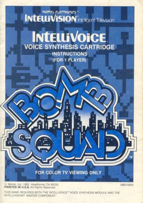 Bomb Squad (1982) (Mattel) [!] ROM